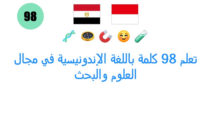 تعلم 98 كلمة باللغة الإندونيسية في مجال العلوم والبحث